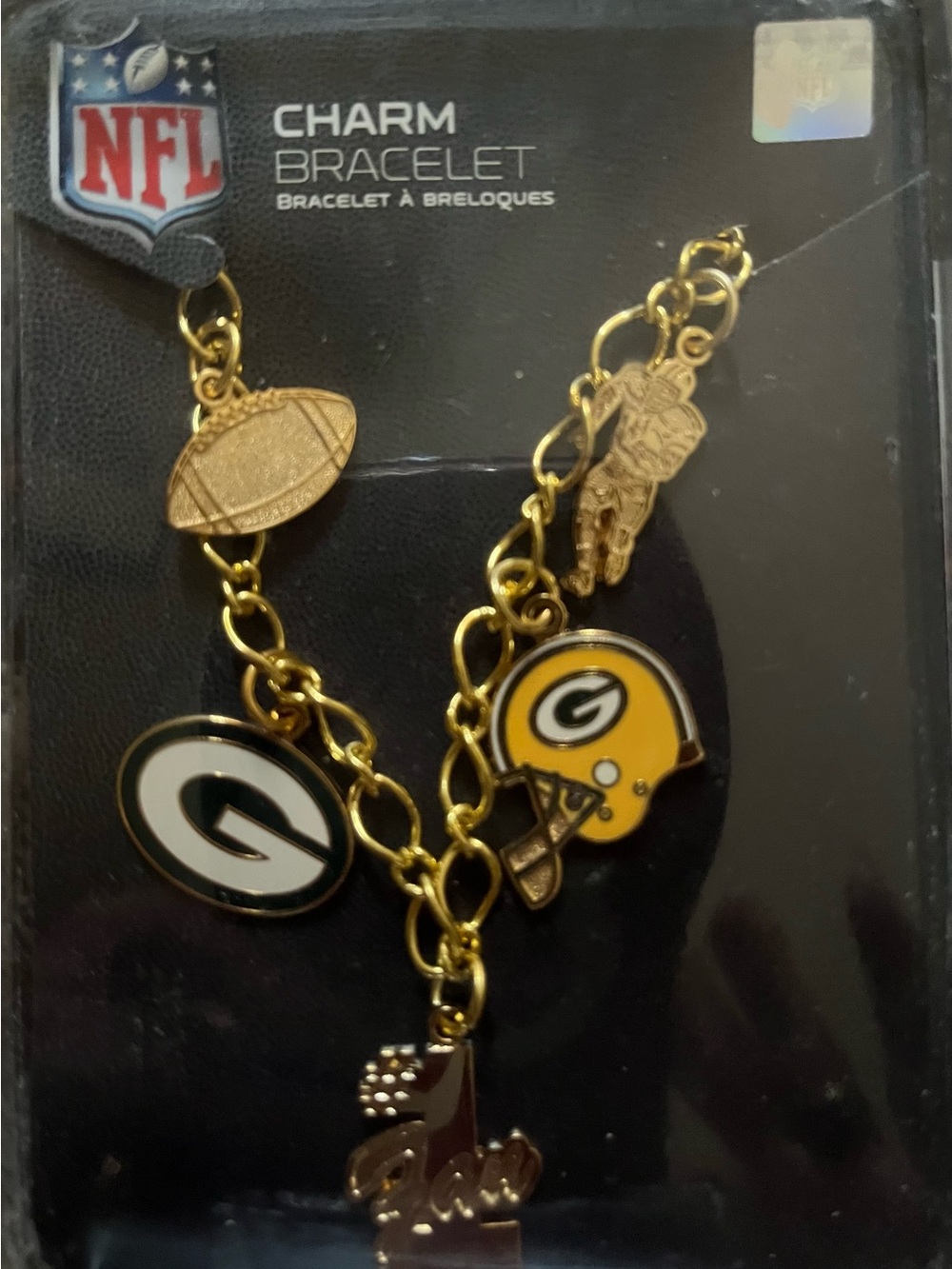 NFL Green Bay Packers Gold and Yellow Charm Bracelet